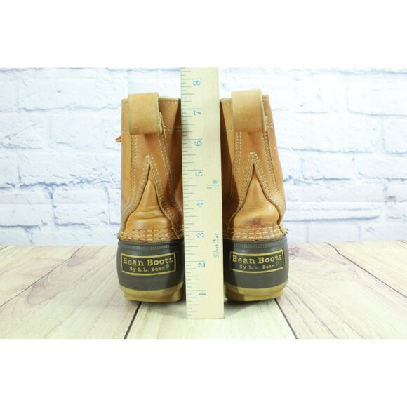 LL Bean Brown Leather Lace Up Round Toe Insulated Ankle Duck Boots Size 6 M - Picture 6 of 9